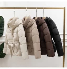 European Double-layer Collar Down Cotton Jacket Women Winter 2025 New Fashionable Lamb Wool Warm Sports And Casual Slim Jacket