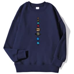 Nine Planets Universe Solar Systemprinted Men Pullover Fashion Casual Hooded Loose Crewneck Sweatshirts Autumn Fleece Streetwear