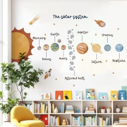 Our Solar System Space Educational Wall Sticker Child Room Boys Bedroom Countdown Rocket Playroom Vinyl Decal Living Home Decor