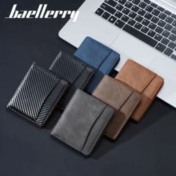 New Simple Short Men Wallet High Quality Card Holder Zipper Coin Pocket Large Capacity Card Bag Carbon Fiber Male Purses