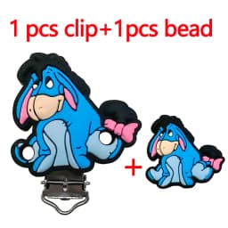 2pcs/set Silicone Cartoon Animal Pacifier Clip Molar Bead DIY Pacifier Chain Jewelry Accessories