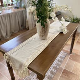 Versatile Table Runner Crochet Macrame Lace Tassels Beige Farmhouse Table Cloth for Dining Room Wedding Handmade Table Decor