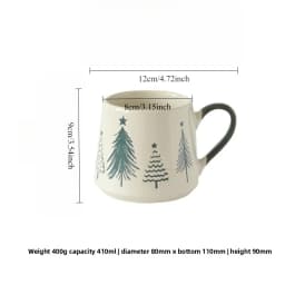 Christmas Tree Ceramic Mug Pine Pattern Coffee Milk Drinking Cup For Home Office Breakfast Daily Beverage Table Party Use
