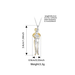 BAMOER 925 Sterling Silver Two-tones Hug Necklace, Detachable Mother and Child Pendant for Family Special DIY Love Jewelry