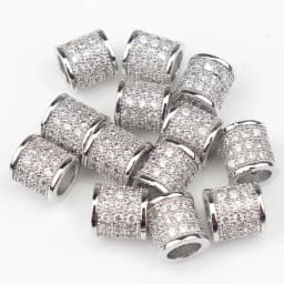 3pcs Micro Pave Zirconia Beads Round Geometry Metal Cubic Zircon Beads for DIY Bracelet Necklace Design Jewelry Crafts Making