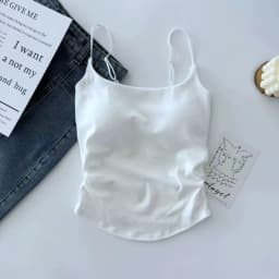 Sweet Sleeveless Suspender Vest Slim With Padded Cups Fitted Tops Underwear Short Vest Sports Activities