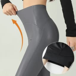 2024 Fall Winter High-Grade Fleece PU Leather Leggings Women High Waist Hip Lift Tight Sexy Faux Leather Warm Leggings