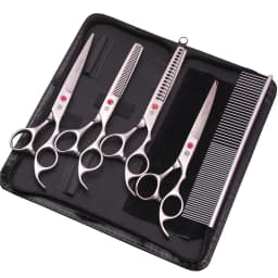 Purple Dragon Pet Scissors 7'' Stainless Dog Groomming Scissors Kit Straight Shears Thinning Shears Chunker Curved Shears Z3003