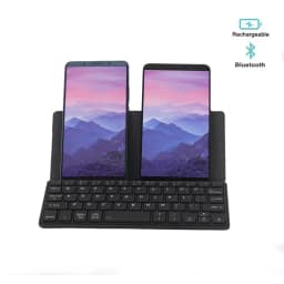 JOMAA Folding Phone Keyboard,Portable Rechargeable Keyboard Foldable Bluetooth Wireless Keyboard with Stand Holder