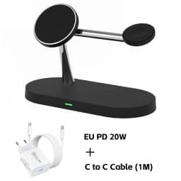 Magnetic Wireless Charger Pad Stand Foldable for iPhone 18-12 Series Apple Watch AirPods 15W Fast Charging Dock Station Light