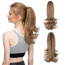 Synthetic Claw Clip In Ponytail Hair Extensions 14 Inch Wavy Hairpiece Fake Blonde Black Hair False Pigtail With Elastic Band