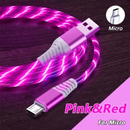 6A Glowing Cable Micro USB Type C Cable Fast Charging For Huawei iPhone 15 Pro Xiaomi USB C Data Cord Atmosphere lights Cable