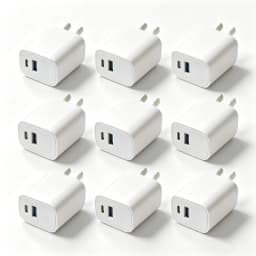 Dual Port PD Fast Charger AU Plug, USB-C + USB-A Wall Charger Adapter for iPhone, Samsung, Android Phones & Tablets