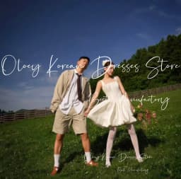 OLOEY Simple Ivory Wedding Party Dress Korea Square Collar Draped A-Line Satin Photo Shoot Short Bridal Gown Custom 웨딩드레스