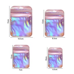 50Pcs Self-Sealing Laser Small Plastic Bags for Jewelry Pouch with Clear Display Window DIY Jewelry Packaging Gift Storage Bag