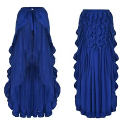Women's Steampunk Victorian Skirt Lace Up 2 Layer Ruffles Tulle Asymmetrica Skirt Medieval Renaissance Corset Skirts Plus Size