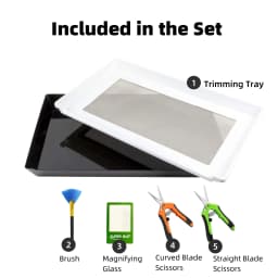 2-in-1 Trimming Tray Harvest Trim Bin Set for Buds Herb Flower Trimming Scissors 150 Micron Fine Mesh Dry Sift Pollen Screen