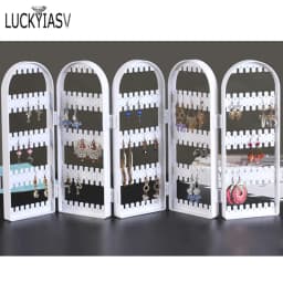 120/180/240/360holes Plastic Clear Earrings Studs Display Rack Folding Screen Earring Jewelry Display Stand Holder Storage Box