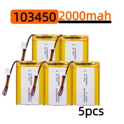 103450 3.7V 2000mAh Polymer Lithium Rechargeable Battery JST PH 2.0mm 2Pin Plug for Camera GPS Navigator MP5 Bluetooth Headset