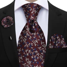 Peacock Blue Floral Print 2-Piece Tie & Pocket Square Set for Men Wedding Business Casual Stylish Accessories