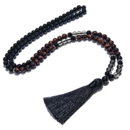 8mm Red Tiger Eye Black Onyx 108 Mala Beaded Necklace Yoga Prayer Meditation Rosary for Men and Women Japamala Jewelry Set