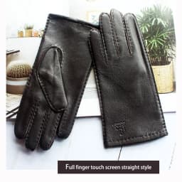 Women's Deer Skin Touch Screen Genuine Leather Gloves With Wool Lining For Autumn and Winter Warmth Motorcycle Riding Gloves
