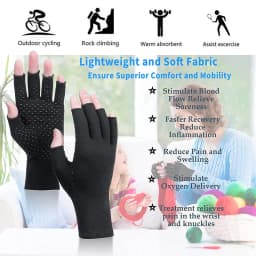 2pcs Black Half Finger Compression Gloves for Osteoarthritis Arthritic Joint Pain Relief Gloves Healthcare Gloves for Men Women