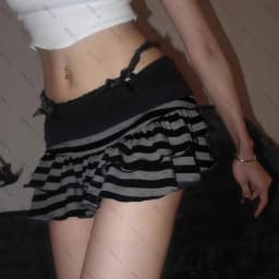 2026 Striped Color-Block A-Line Mini Skirt Sexy Fashion Y2K Korean-Japanese Street Style Niche and Versatile Skirt