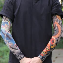 Ultra thin seamle Tattoo Flower Arm For Men Women Cool Travel Cycling Elastic Scratch Resistant Sunscreen Arm Sleeves Accessorie