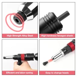 Electric Rivet Gun Electric Drill Rivet Gun Adapter Cordless Riveting Tool Kit Plug-in Rivet Tool 2.4mm/3.2mm/4.0mm/4.8mm/6.4mm