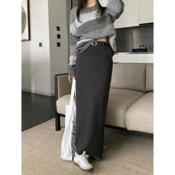 High Quality Woolen Maxi Skirts Female Elegant Chic High Waist Loose A-Line Skirts Women Vintage Streetwear Split Long Skirt