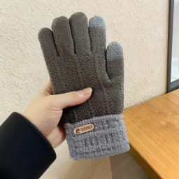 Touchscreen Cotton Gloves for Men, Winter Thermal Fleece-Lined Thick Knitted Gloves for Cycling, Cold-Proof for Northeast Winter, Women's Version Available