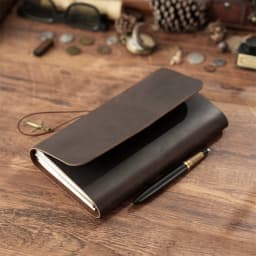 A5 Three Fold Journal Real Leather Notebook Refillable Vintage Style Diary Traveler Note Books Back to School Gift