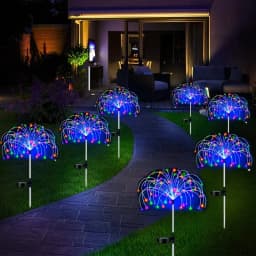 Solar Starburst Firework Stake Lights 60-420LED 8 Modes Waterproof IP54 Rating Garden Yard Pathway Warm White White Colorful Day