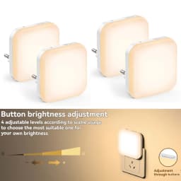 1pc/2pcs Lights By Night Dimmable LED Night Light, Plug-in, Dusk to Dawn Sensor, Adjustable, Compact, 4 Settings, Ambient Light