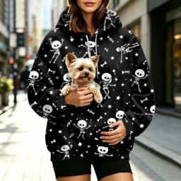 Women Fall And Winter Hoodie With Pet Pouch Oversized Pocket Colorful Halloween Print Sweatshirt Women Sweater Zipper Pockets