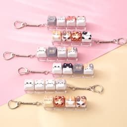 Kawaii Cat Relax 4-Key Keyboard Button Fidget Toy Mini Fidget Keychain Portable Stress Relief Toy Bag Charm Decompression Toy