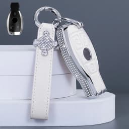 Diamond Leather Car Key Case Cover For Mercedes Benz A B C E S G Class W204 W205 W212 W213 W176 W177 GLC CLA AMG Accessorie