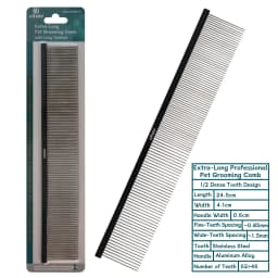 OITABI 24.5cm Extra-Long Professional Pet Grooming Comb with Long Tooth, Semi-Dense & Semi-Wide Row Comb for Cat Dog Round Tooth