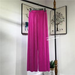 Women's Summer Chiffon Wide Leg Pants Casual Candy Color Loose Long Pants Lady Chic Solid Color High Waist Wide Leg Trousers