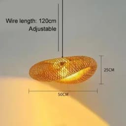 HandMade Bamboo Weaving LED Pendant Lamp Home Decor Hanging Chandelier Lighting Living Room Kitchen Vintage Rattan Woven Light