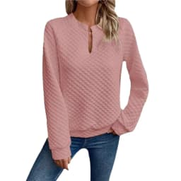 Casual Patchwork Slim Fit Commuter Hoodie with V Neck Regular Sleeve Long Sleeve Women Sweatshirt Autumn Mid Length No Hood