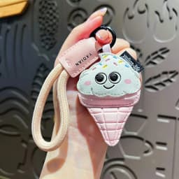 Creative Cartoon Leather Snacks Keychain Cute French Fries Coffee Ice Cream Couple Bag Pendant