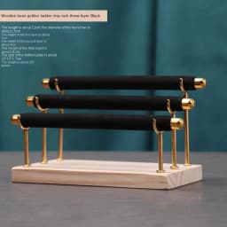 Solid Wood Base Multi-Layer Ring Display Rack with Removable Metal Sponge Stick Ring Holder for Jewelry Storage Organization