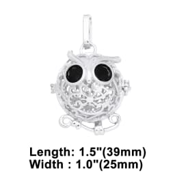 OCESRIO Retro Cute Owl Harmony Ball Pendant for Necklace Copper Gold Plated Wishing Ball Jewelry Making Supplies pdtb134