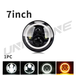 UNISHINE Universal 7 Inch Led Car Motorcycle Headlight 2Color DRL H4 Headlamp Amber Turn Signal For Harley Honda 12V 24V off-road use