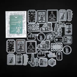30pcs/pack Vintage Silvery Stickers for Junk Journal DIY Scrapbooking Collage Album Creative Stationery Craft Sticker