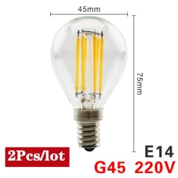 2Pcs E14 LED Bulb E27 220V Filament Light A60 C35 ST64 G80 G95 Edison Glass Bulb Retro Antique Vintage Style Cold White Warm