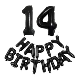 Black 32-Inch Number 1-30 Balloons and 16-Inch 'Happy Birthday' Letter Foil Balloons Set Birthday Party Decoration Supplies
