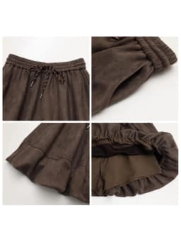CHIC VEN Women Mini Skirts Casual Retro Flower Bud Suede Half Skirt High Waisted A-line Ladies Clothes Spring Autumn 2025